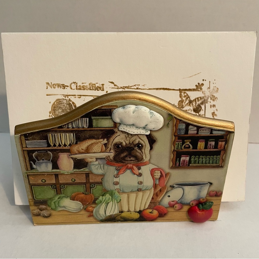 Pug in Chef’s Hat Recipe/Letter/Napkin/Art display